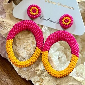 NWT Deepa Gurnani Beaded Hoop Earrings